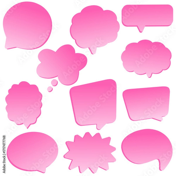 Obraz Pink Speech Bubble, Cute Chat Bubble, Kawaii Message Box, Cartoon Talk Frame