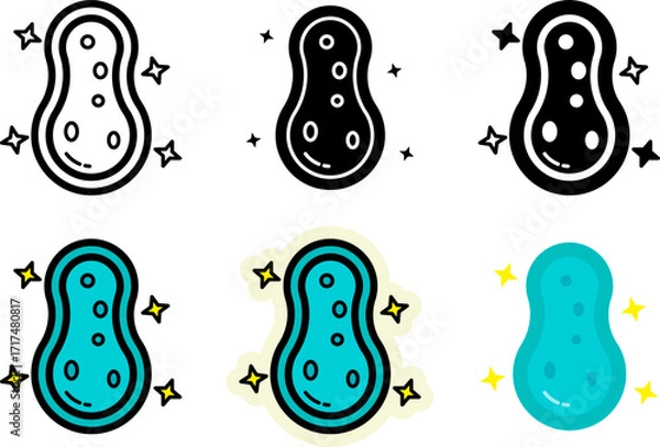 Obraz sponge icons set monochrome and colorful variations