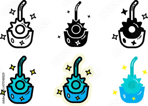 Obraz toilet brush icons set monochrome and colorful variations