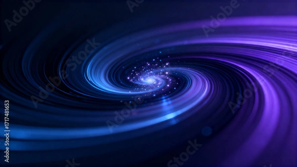 Fototapeta Abstract cosmic swirl with glowing blue and purple hues, depicting a spiral galaxy or nebula effect