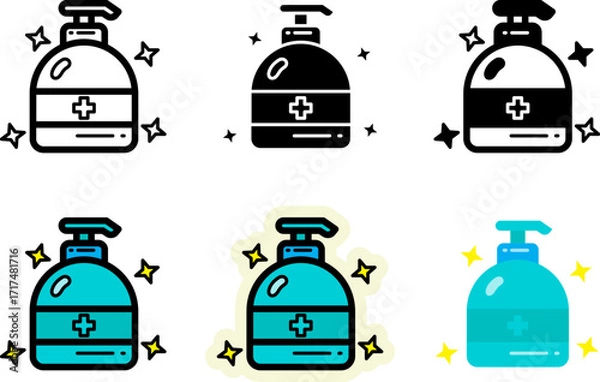 Obraz antiseptic icons set monochrome and colorful variations