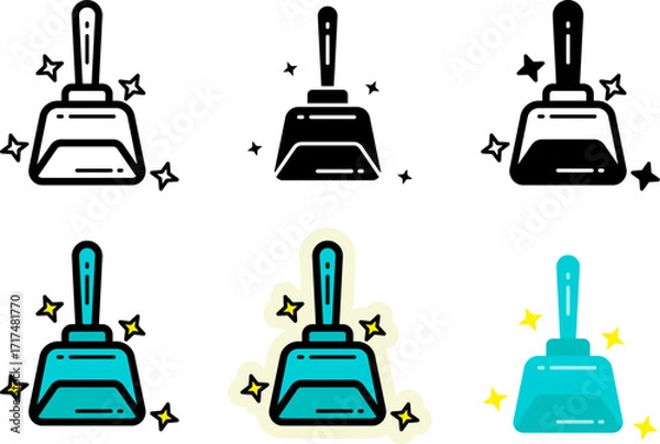 Obraz dustpan icons set monochrome and colorful variations