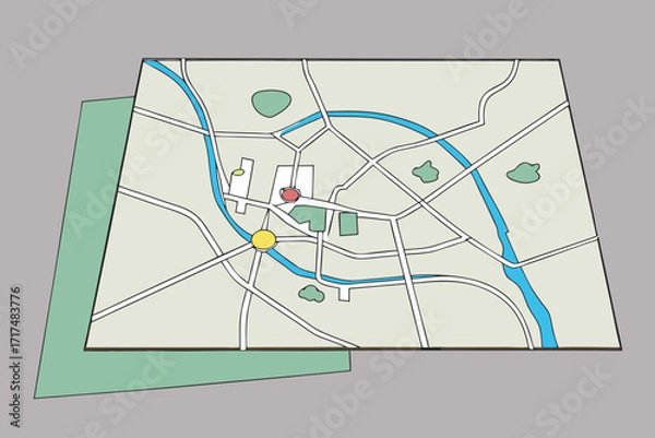 Fototapeta Isometric City Map with Red and Yellow Markers navigation location map of