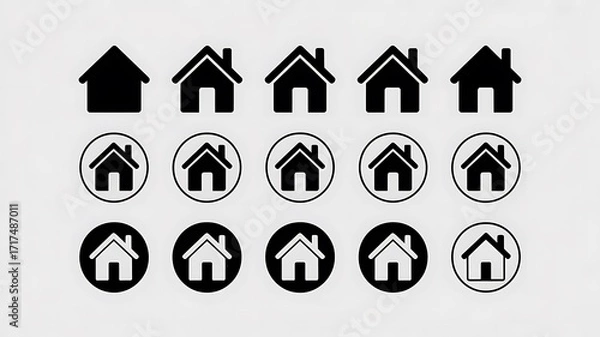 Fototapeta set of vector icons of houses