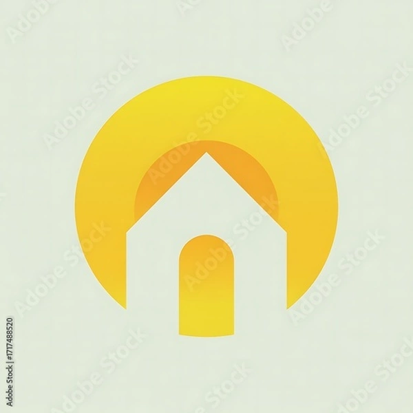 Fototapeta House Inside Sun – Home, Comfort, Warmth, and Shelter Concept in Minimalist Design

