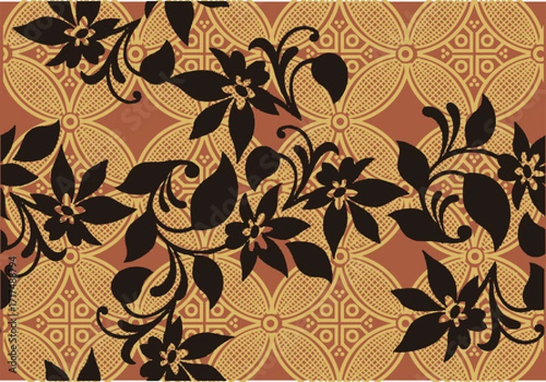 Fototapeta Indonesian batik motifs with very distinctive plant patterns