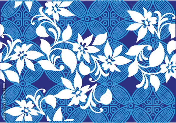 Fototapeta Indonesian batik motifs with very distinctive plant patterns