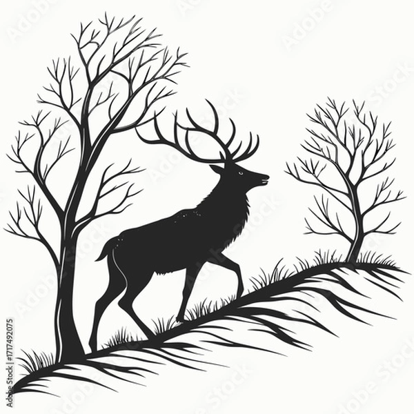 Obraz deer silhouette vector