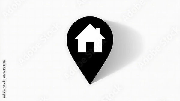 Fototapeta House Inside Map Pin – Real Estate Location, Home Search, and Geolocation Concept

