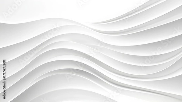 Fototapeta Abstract white wavy layered background with smooth flowing curves and soft shadows