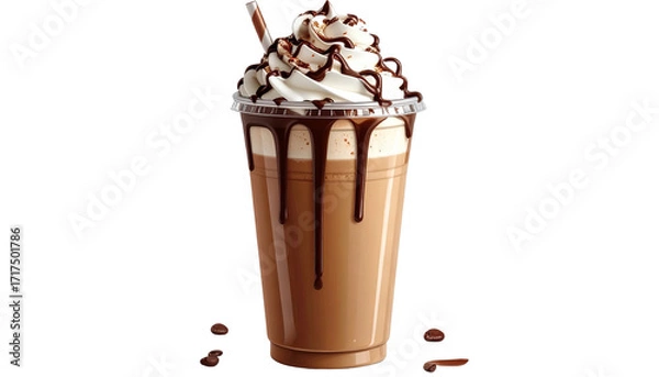 Obraz Chocolate Ice Cream Shake PNG, Transparent Background, Creamy Milkshake, Cold Chocolate Drink, Choco Shake with Ice Cream, Dessert Beverage, Sweet Chocolate Smoothie PNG, Tasty Chilled Drink Illustrat