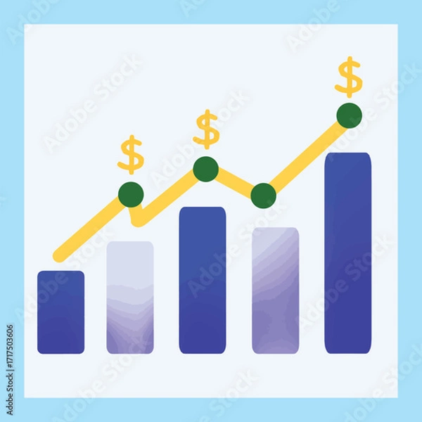 Obraz Financial Chart with Dollar Symbols