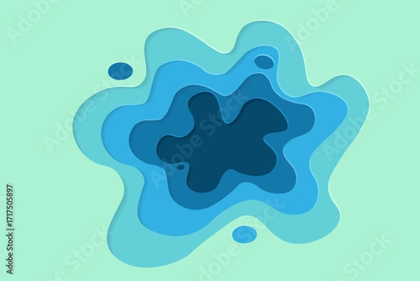 Fototapeta 3D abstract background  gradient blue and green paper cut shapes. Vector design layout for business presentations, flyers, posters and invitations