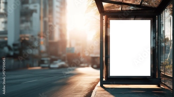 Obraz Empty city bus stop billboard