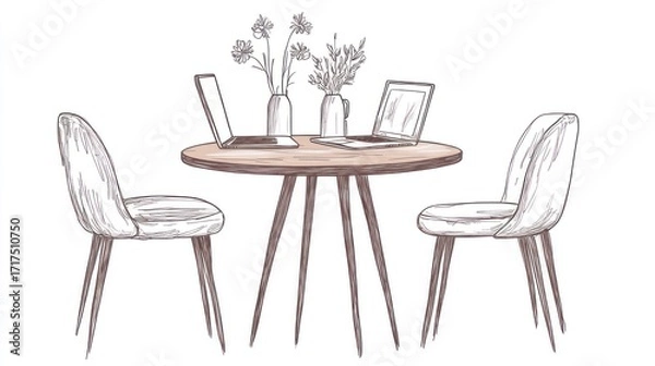 Fototapeta Simple workspace sketch