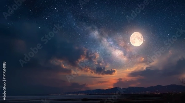 Obraz Moonlit night sky