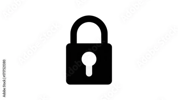 Fototapeta Black padlock with a keyhole icon isolated on transparent background, png