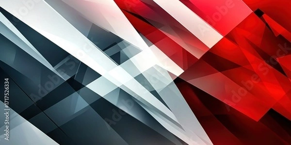 Fototapeta Abstract geometric pattern featuring red black and white layered shapes with angular lines modern texture stylish design and contemporary visual effect