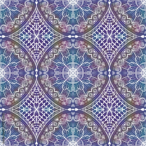 Fototapeta mandala seamless pattern with abstract flowers