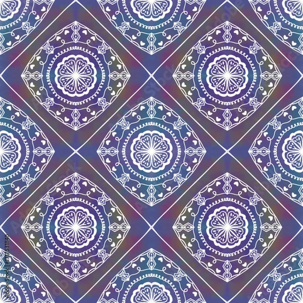 Fototapeta mandala seamless pattern with abstract flowers