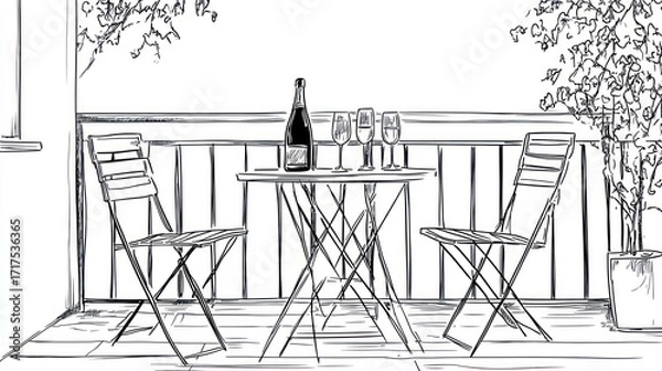 Obraz Outdoor balcony dining sketch