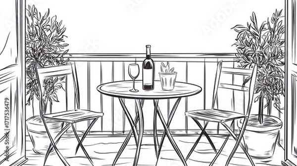 Obraz Balcony dining sketch