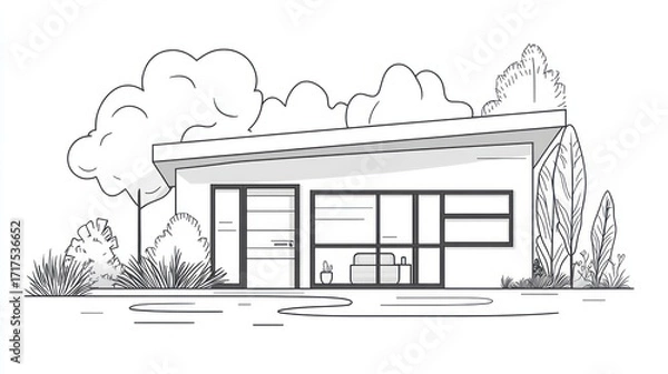 Obraz Modern house exterior sketch