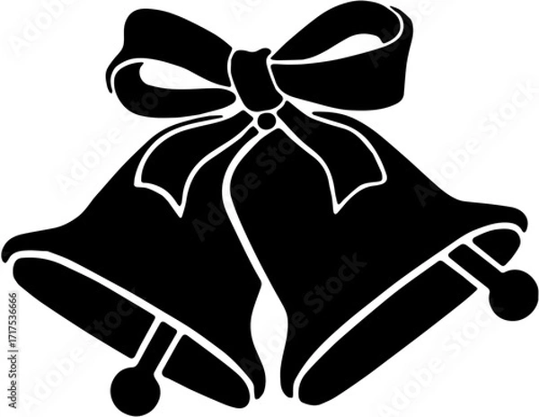 Obraz christmas bell shiluet white and black illustration