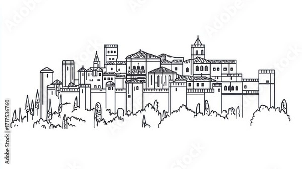 Obraz Hand drawn old town skyline