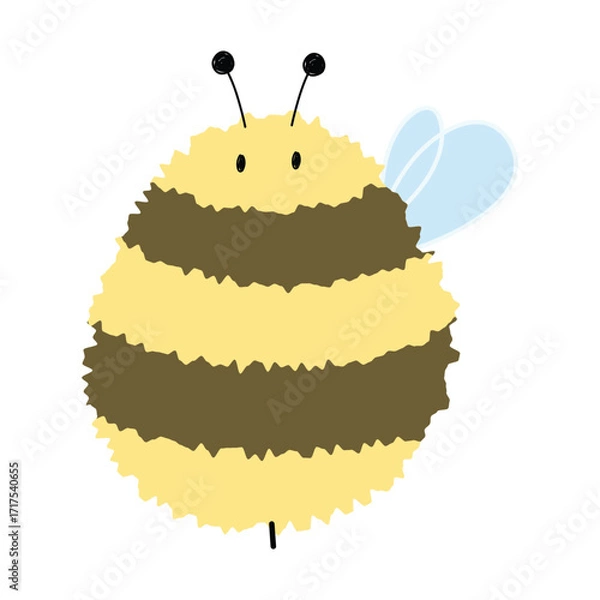 Obraz Bee Single 6 cute on a White background, vector illustration.