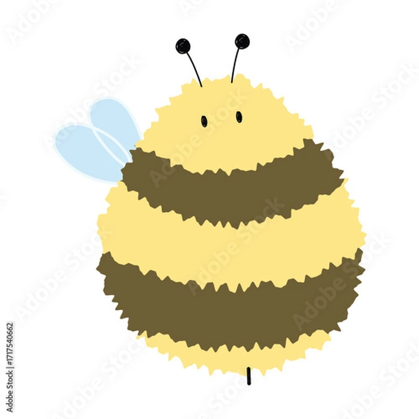 Fototapeta Bee Single 5 cute on a White background, vector illustration.