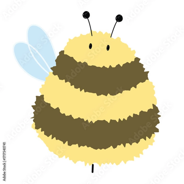 Obraz Bee Single 14 cute on a White background, vector illustration.