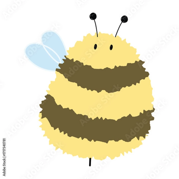 Fototapeta Bee Single 18 cute on a White background, vector illustration.