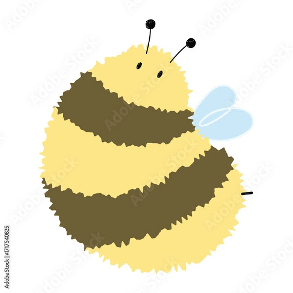 Obraz Bee Single 22 cute on a White background, vector illustration.