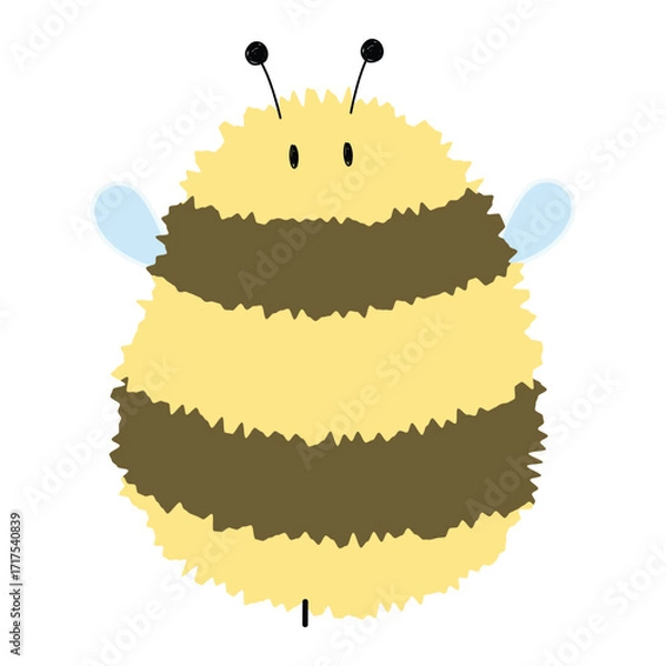 Fototapeta Bee Single 24 cute on a White background, vector illustration.