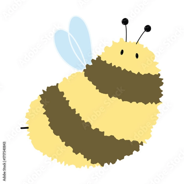 Obraz Bee Single 27 cute on a White background, vector illustration.