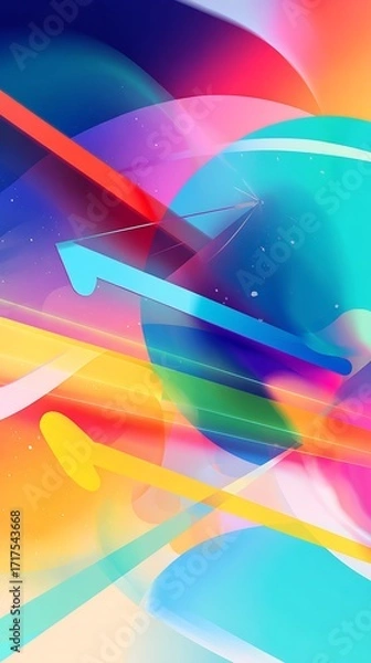 Obraz Vibrant abstract design featuring overlapping geometric shapes in a dynamic composition.