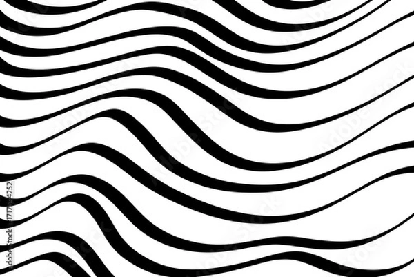 Fototapeta Stripey, black on white zebra wavey print for wallpapers, headers etc. 
