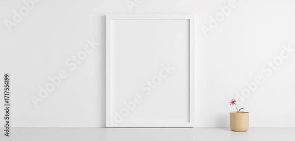 Fototapeta Clean minimalist white vertical frame against a neutral background, modern, background