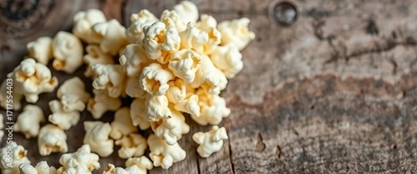 Fototapeta Close-up of unpopped and popped popcorn kernels against rustic wood background,  food,  shadow