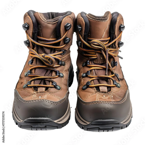 Obraz Hiking boots, white isolated background