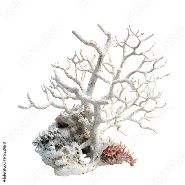 Obraz Coral reef, white isolated background