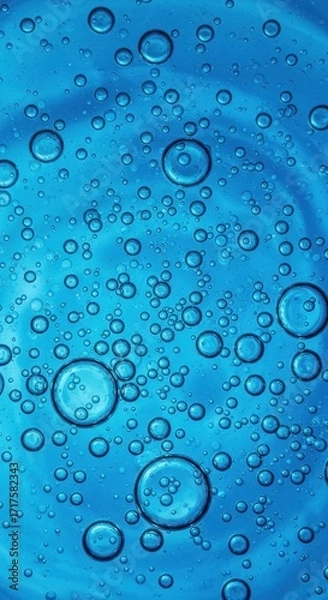 Fototapeta Blue Liquid with Bubbles Abstract