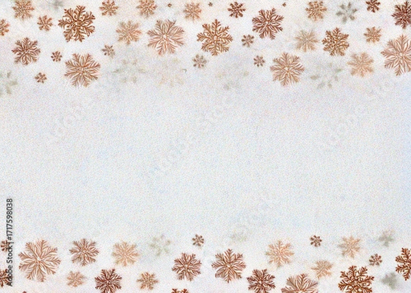 Fototapeta Holiday cozy background, soft white gradient with snowflakes only along bottom edge