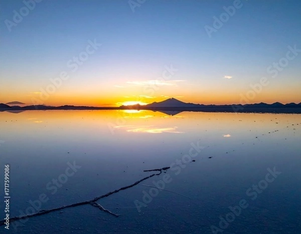 Fototapeta minimalist, serene photograph of a salt flat (like Salar de Uyuni)