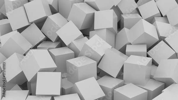 Fototapeta White cubes background. 3D Rendering.