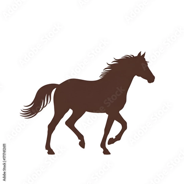 Obraz Brown horse silhouette in motion on a dark background isolated on a transparent background animal mammal