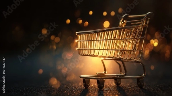 Fototapeta Elegant Shopping Trolley Glowing Against a Sparkling Background