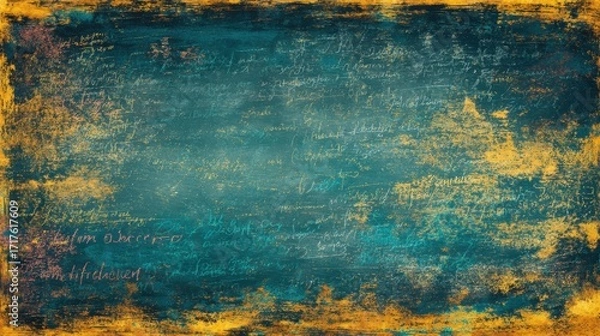 Fototapeta Sunlit Chalkboard Texture with Rough Dark Background and Colorful Accents