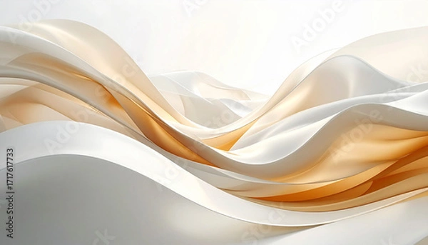 Fototapeta Minimal Soft Waves – White and Champagne Draped Forms on Clean Background